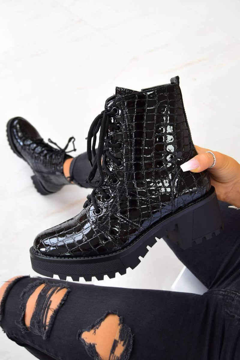 croc platform boots