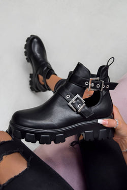 chunky buckle ankle boots