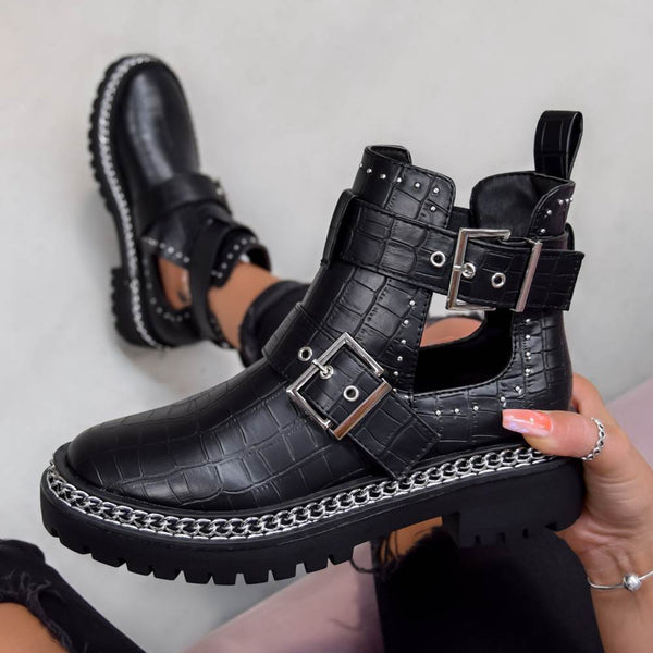 cut out boots with buckles