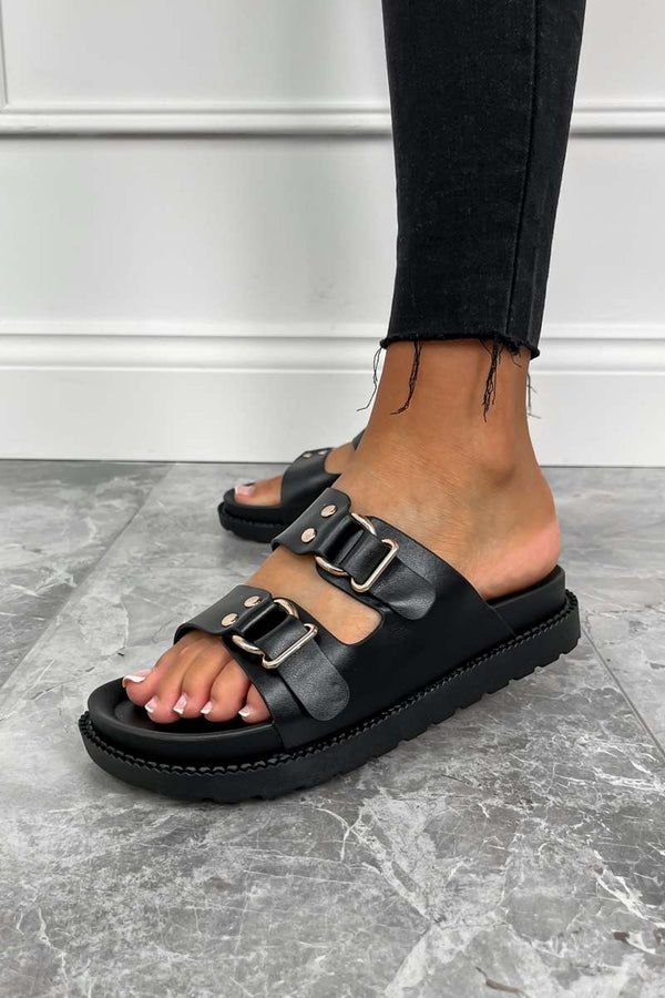 MAYA Chunky Buckle Sliders - Beige