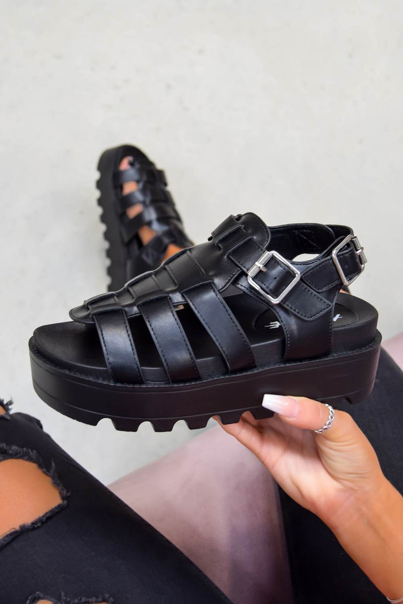 mia platform sandals black