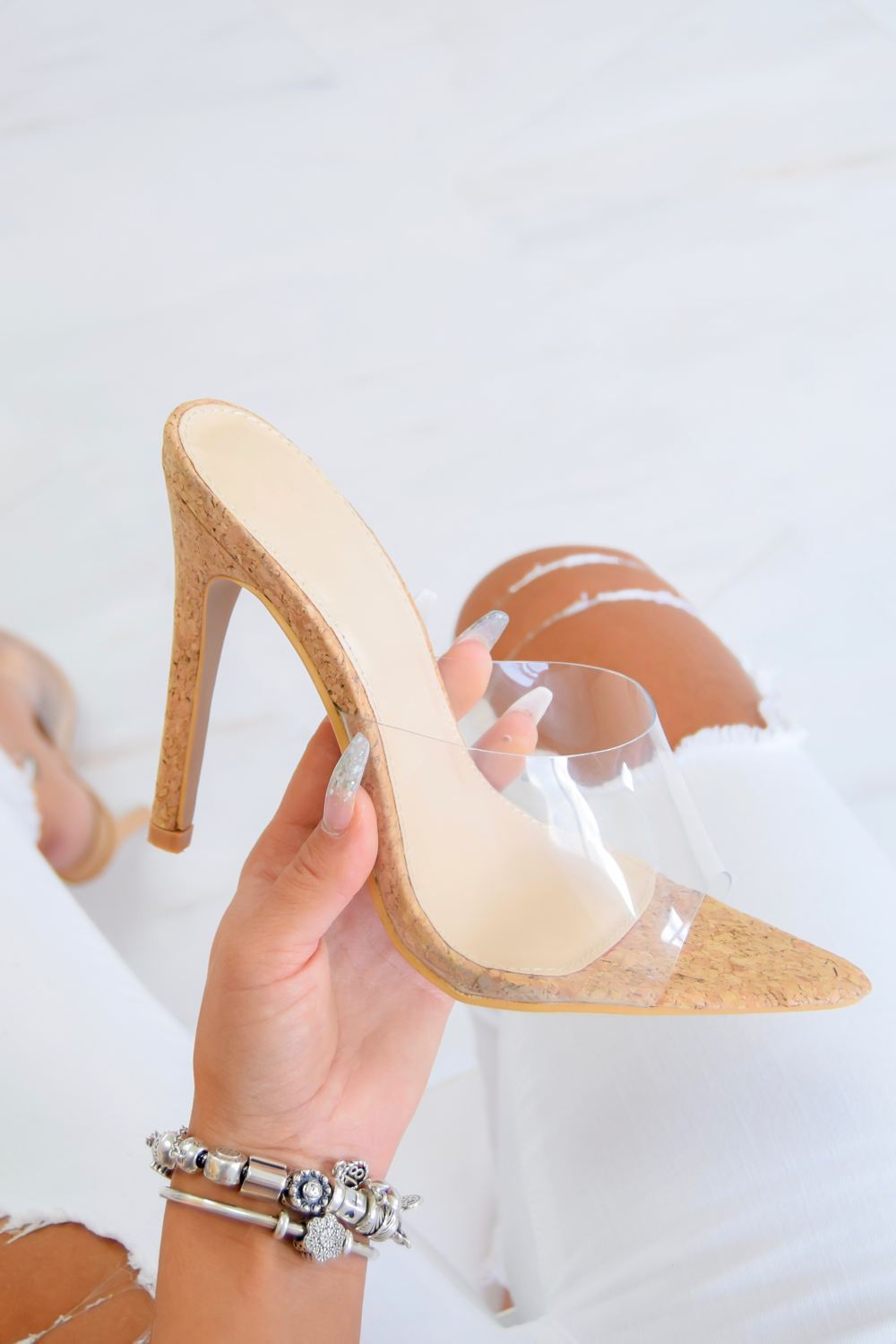 perspex cork heels