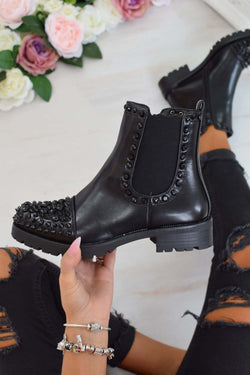 Spike Studded Chelsea Ankle Boots 