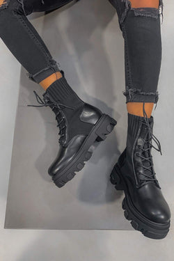 sock fit black boots