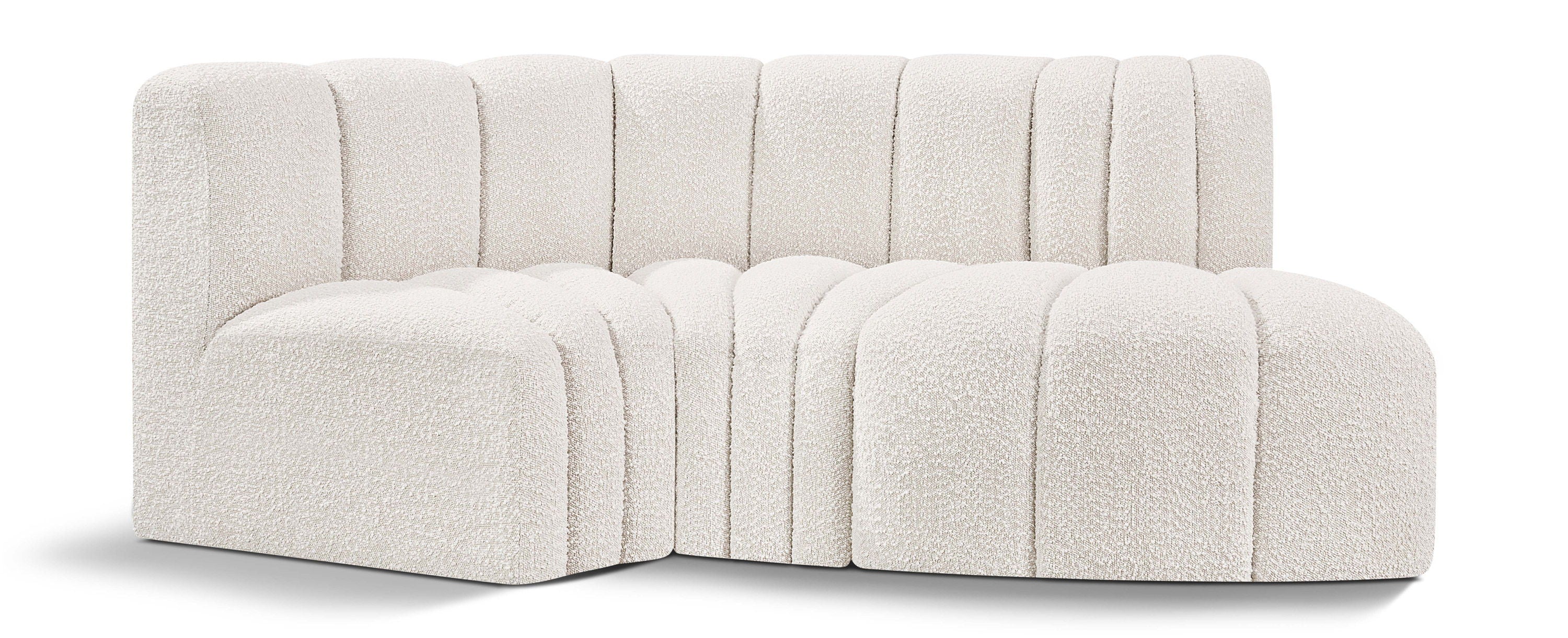 3 Piece Modular L-Shaped Sofa in Boucle Fabric - Arc Design