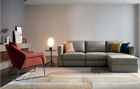 Contrasting colour sofa