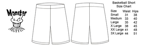 size chart for basketball shorts