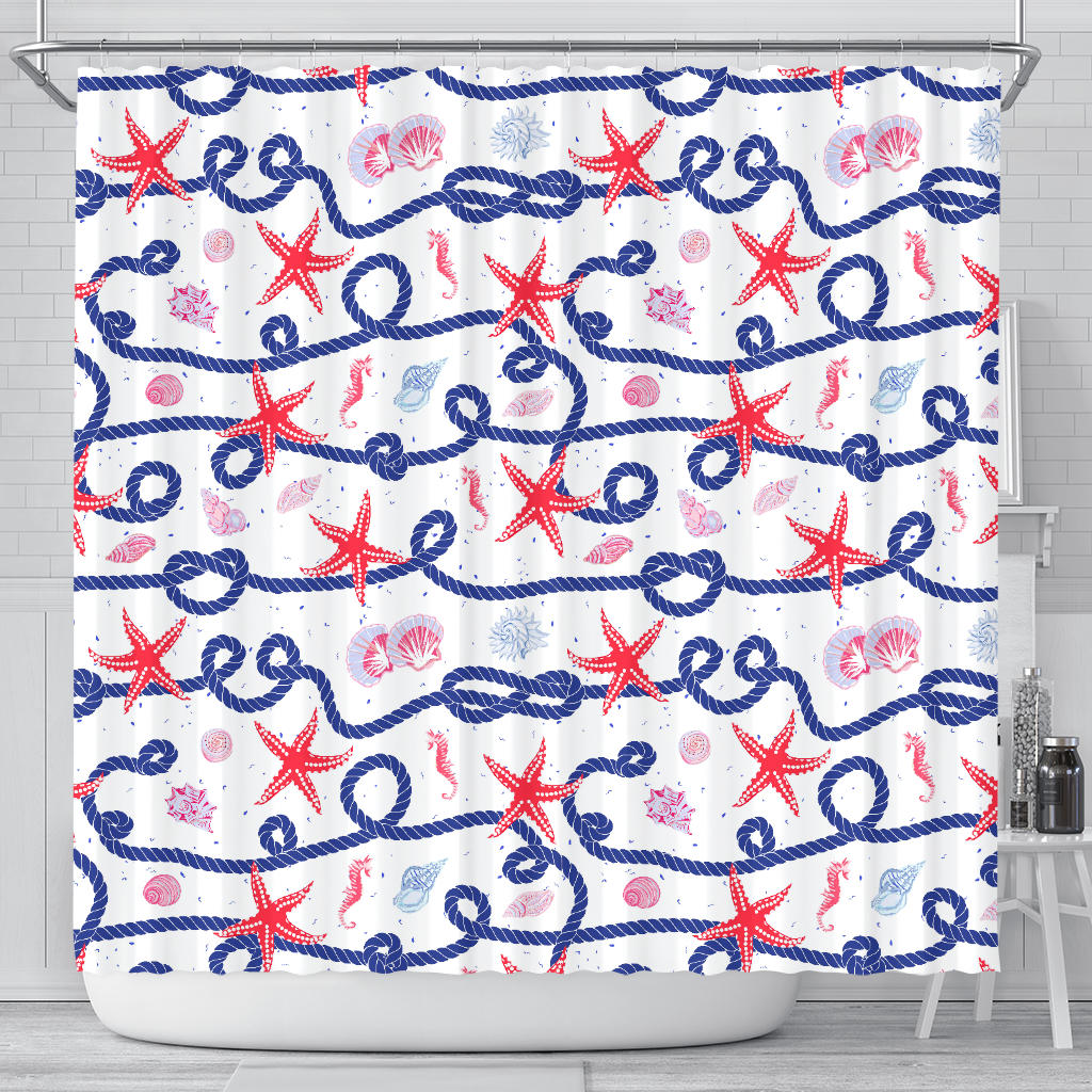 Starfish Shell Rope Pattern Shower Curtain Fulfilled In US