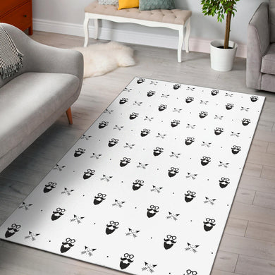 Mustache Beard Pattern Print Design 01 Area Rug