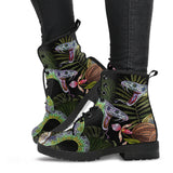 Snake Leaves Coconut Pattern Leather Boots