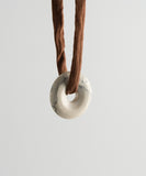 Lanao White Marble Necklace - Brown Silk Cord