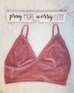 pink velvet bralette