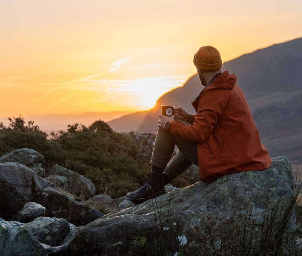 Exhale Healthy Coffee being drank at sunset