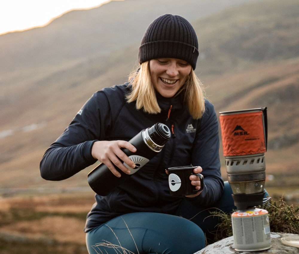 Exhale Healthy Coffee being brewed on a mountain