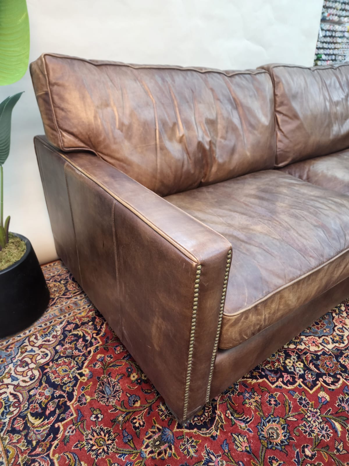 2 Seater Leather Coach / Brown