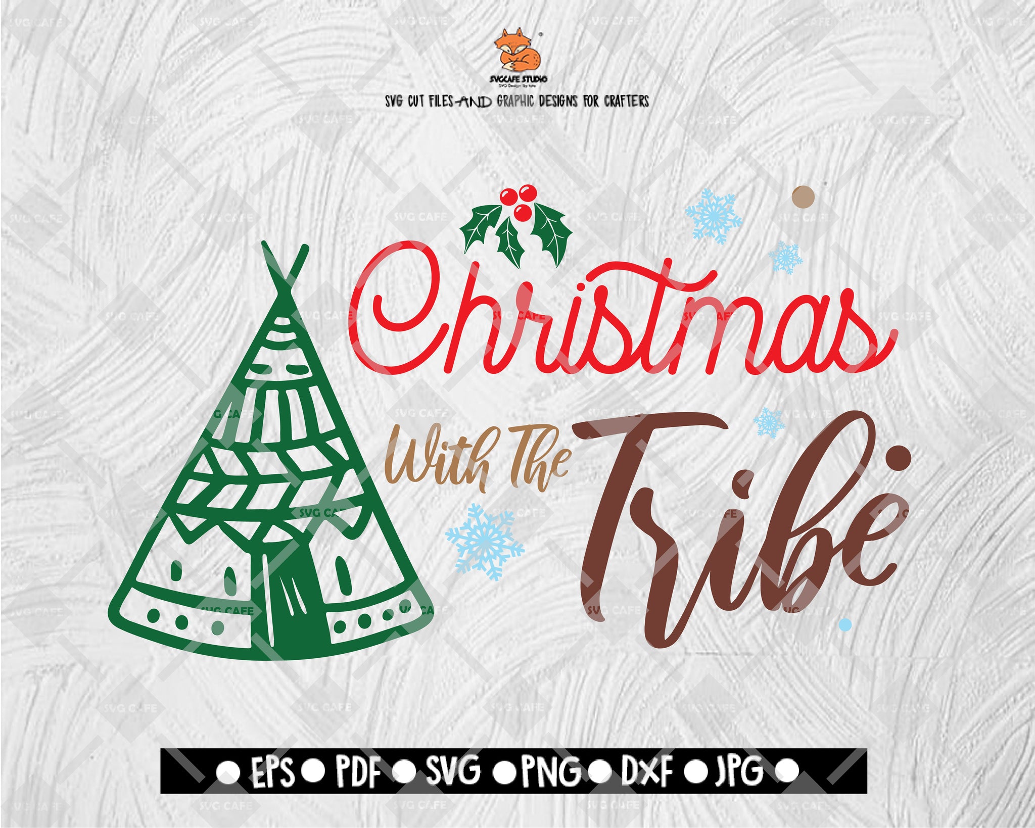Christmas With The Tribe Svg Christmas Svg Buffalo Plaid Svg Merry Svgcafe Studio