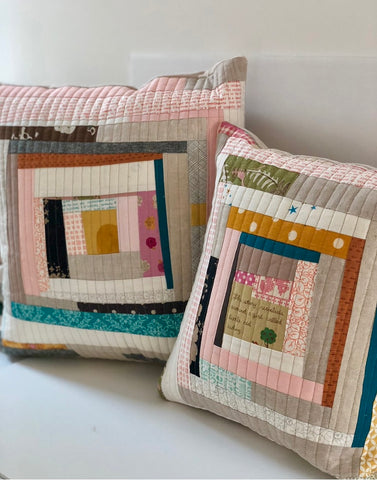 scrappy log cabin pillows by blooming poppies