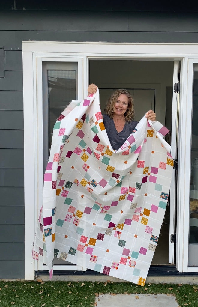 Karen with Harken Quilt top