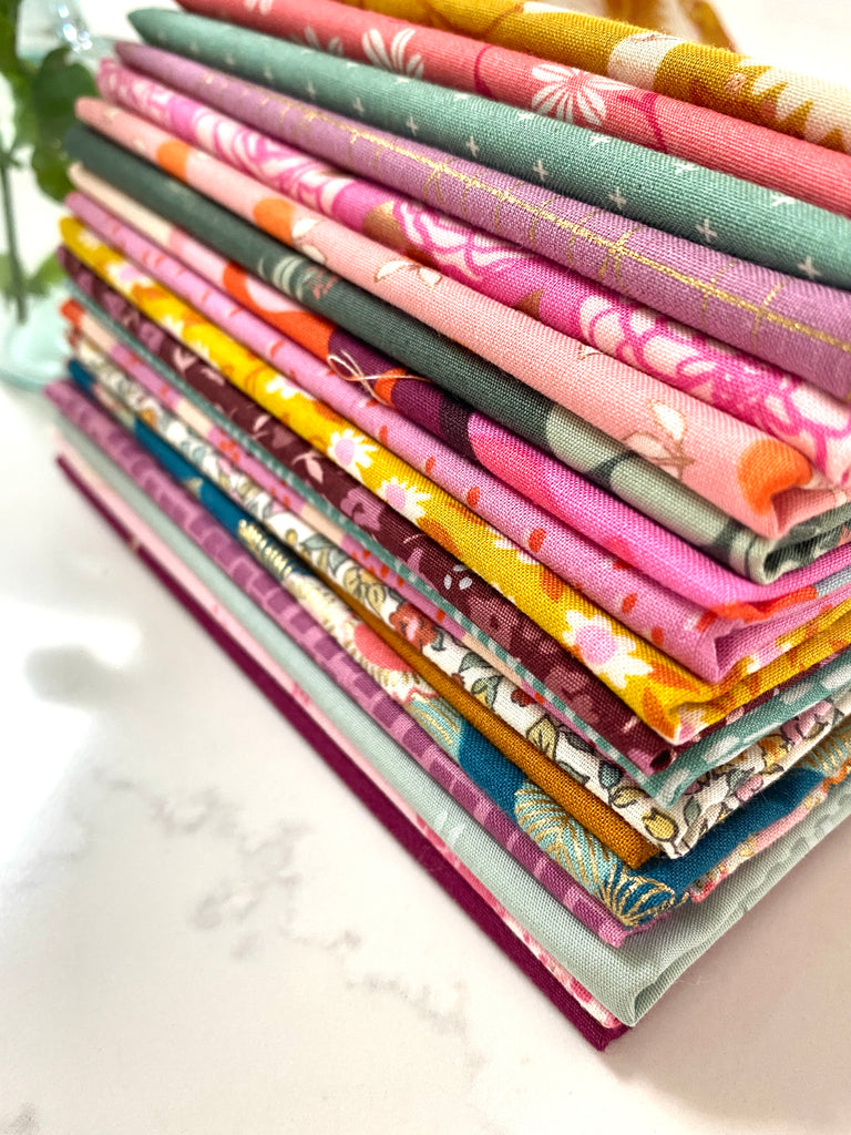 stack of fabric for Harken Quilt