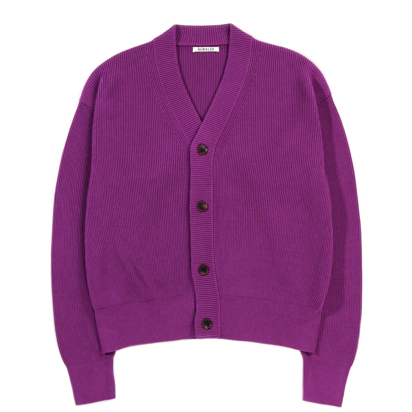 AURALEE SUPER HARD TWIST RIB KNIT CARDIGAN PURPLE | TODAY CLOTHING