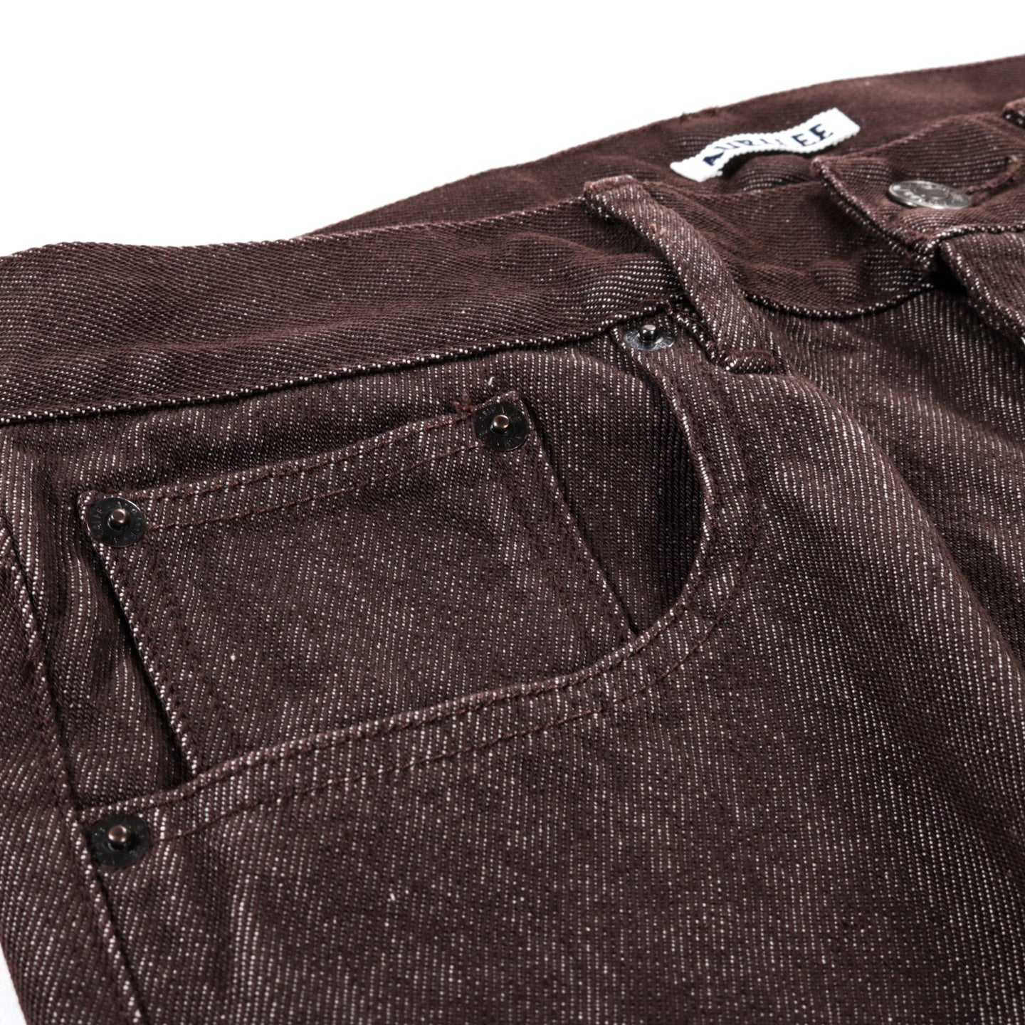 AURALEE HARD TWIST DENIM 5P PANTS BROWN