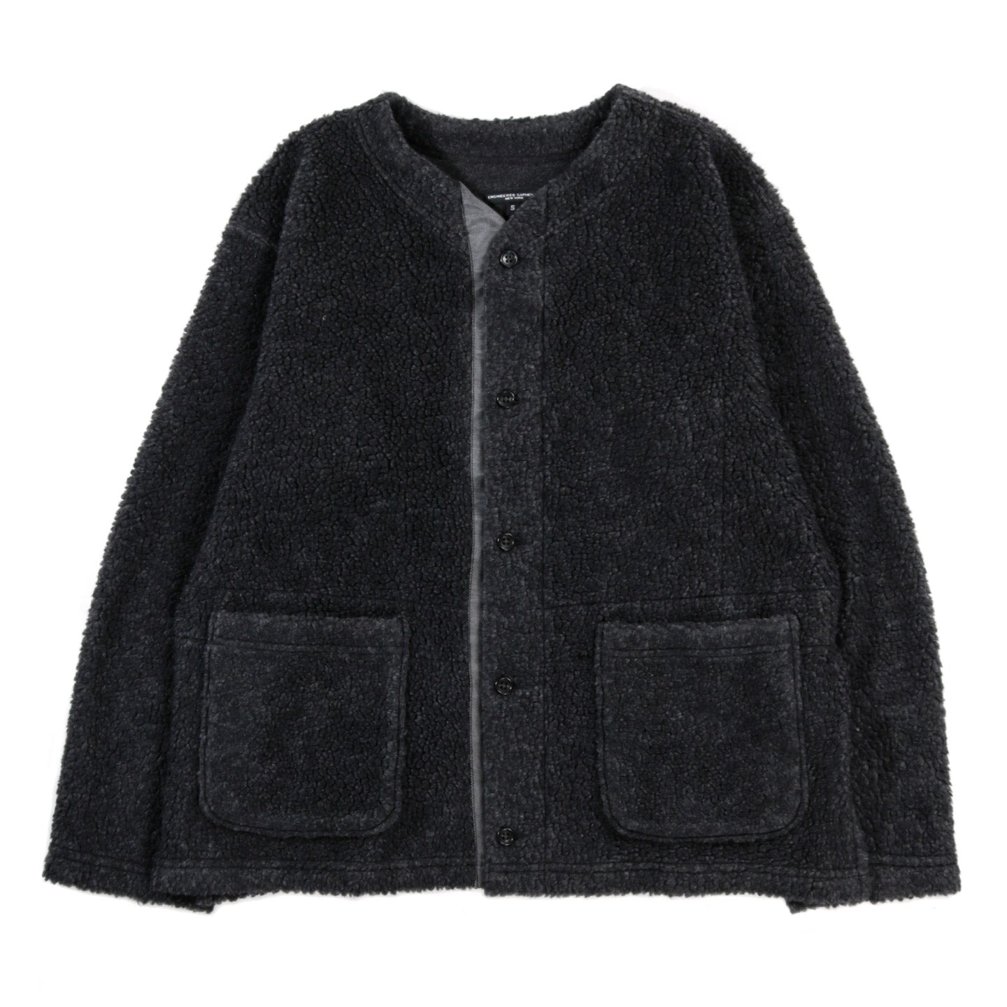 ENGINEERED GARMENTS KNIT CARDIGAN CHARCOAL WOOL POLY SHAGGY KNIT