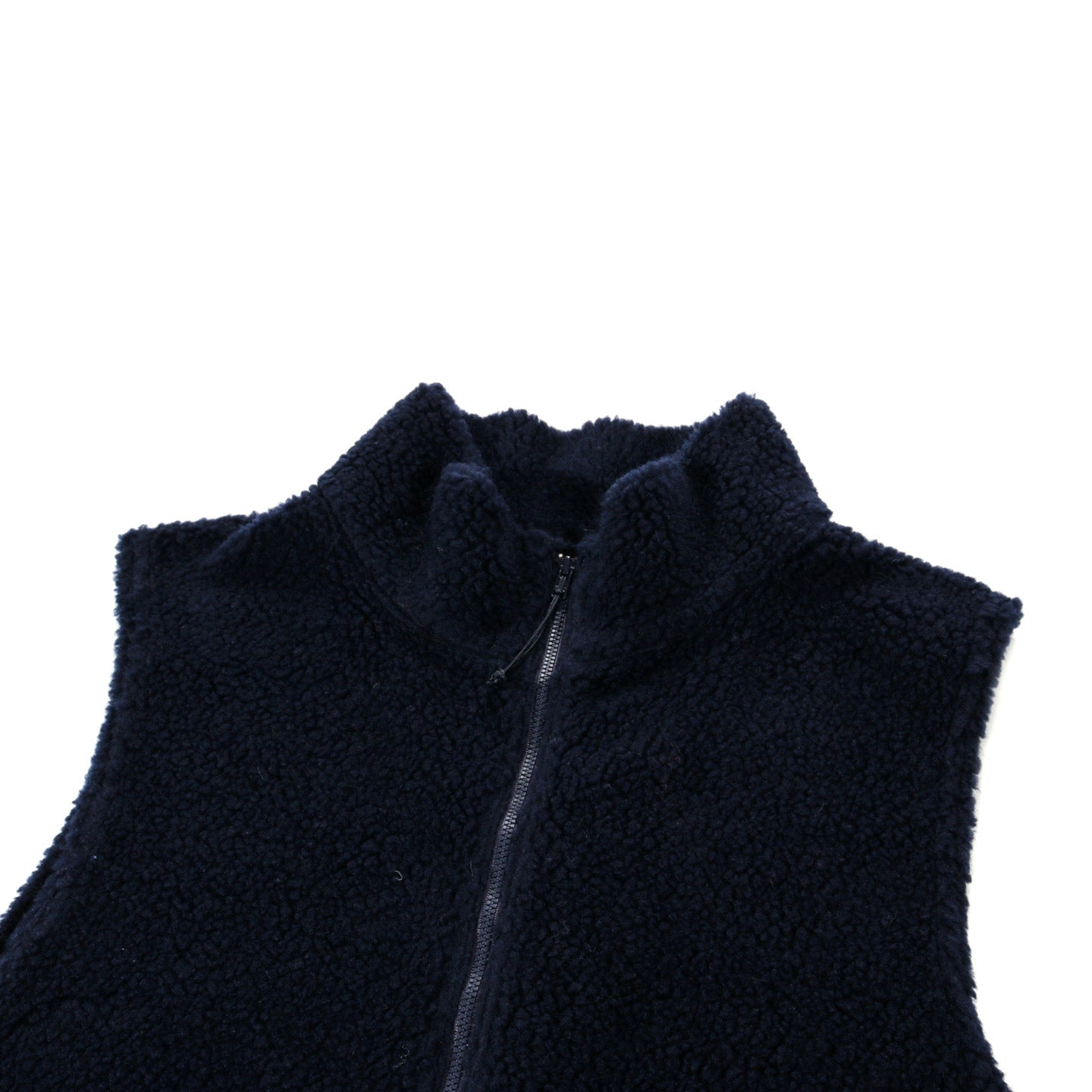 ENGINEERED GARMENTS HIGH MOCK VEST NAVY WOOL POLY SHAGGY KNIT