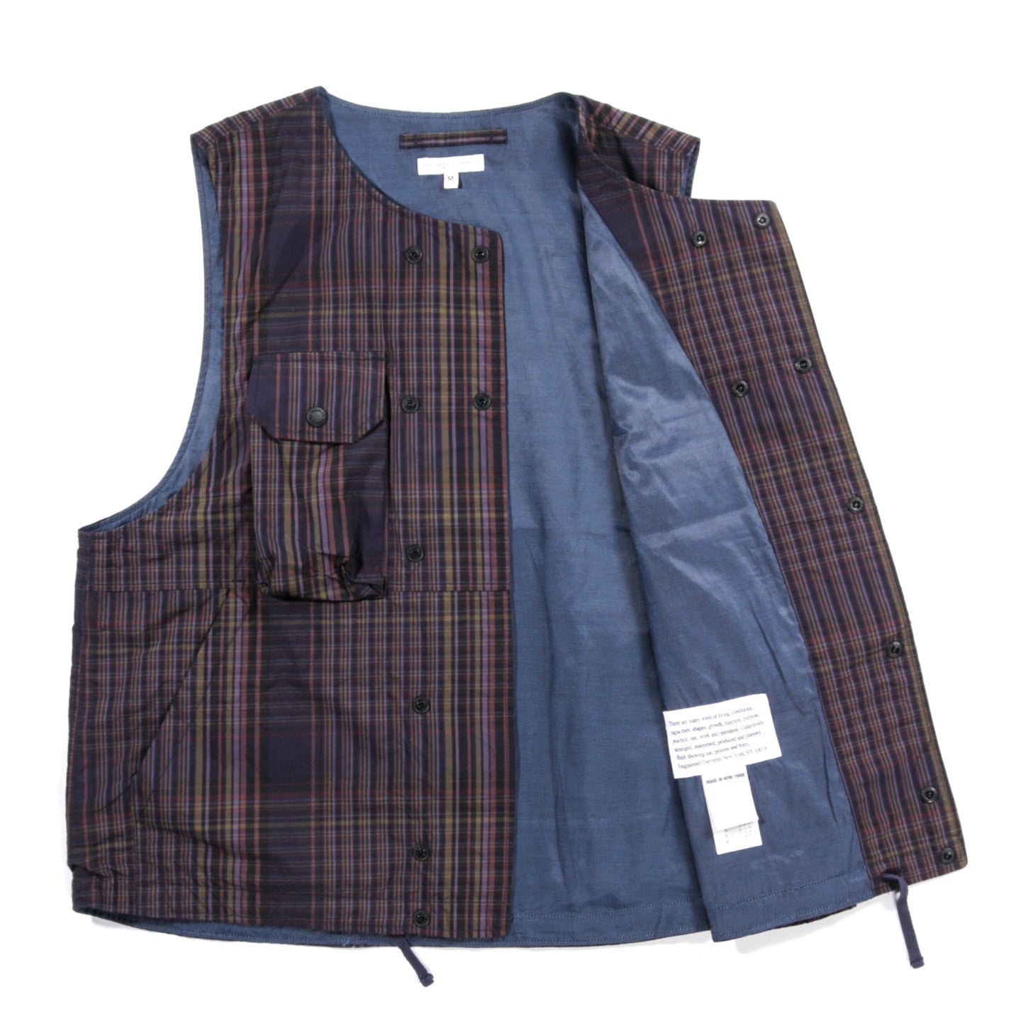 ENGINEERED GARMENTS COVER VEST MULTI COLOR NYCO PLAID | TODAY CLOTHING