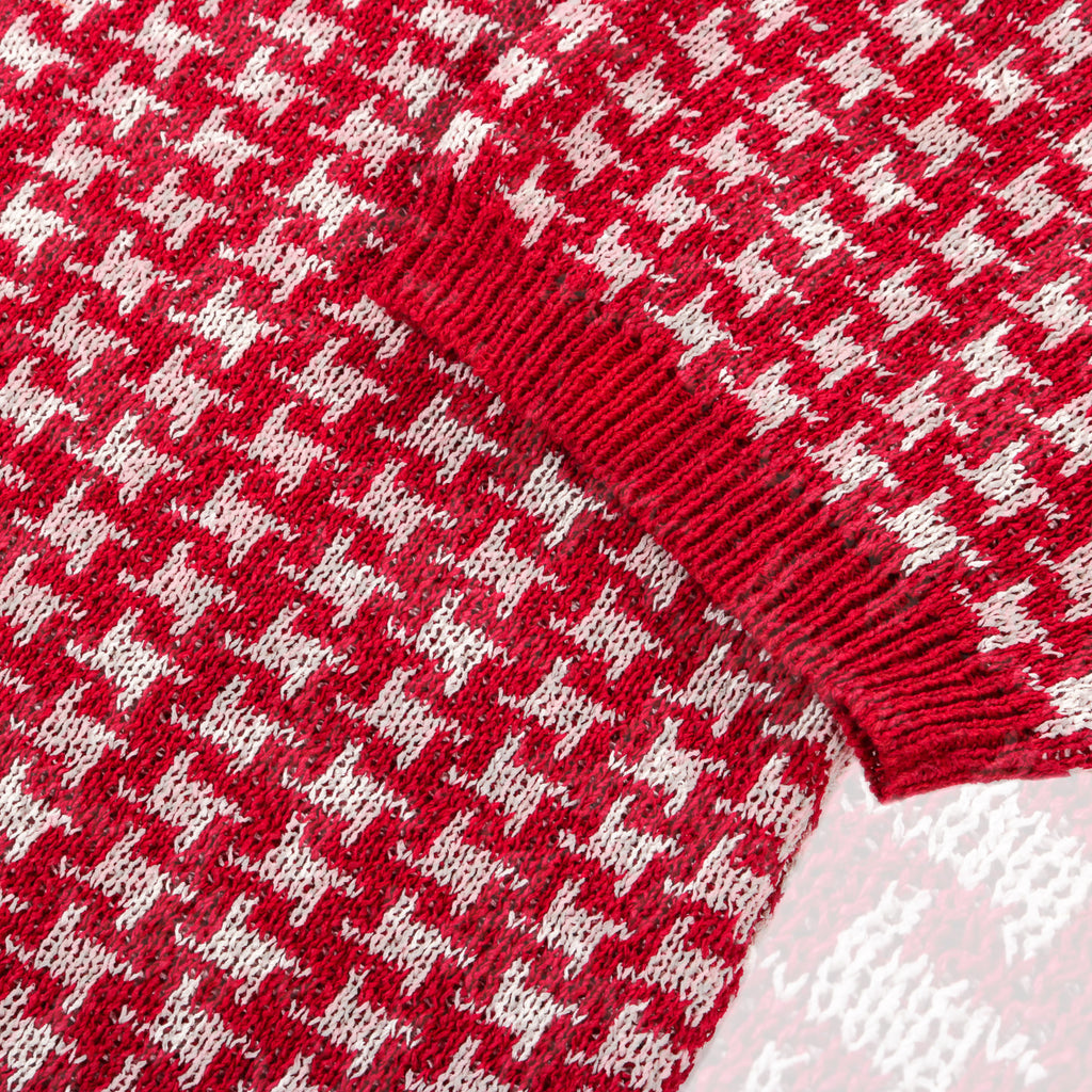 NEEDLES POLO SWEATER HOUNDSTOOTH RED | TODAY CLOTHING