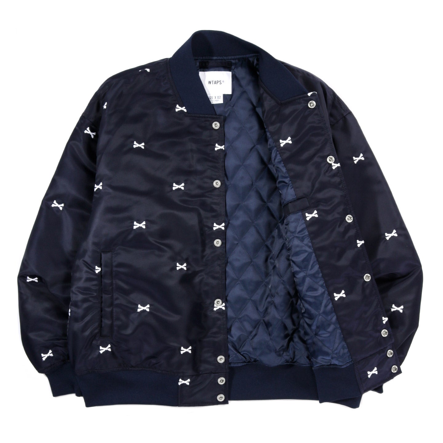 WTAPS TEAM JACKET NAVY NYLON EMB CROSSBONES | TODAY CLOTHING