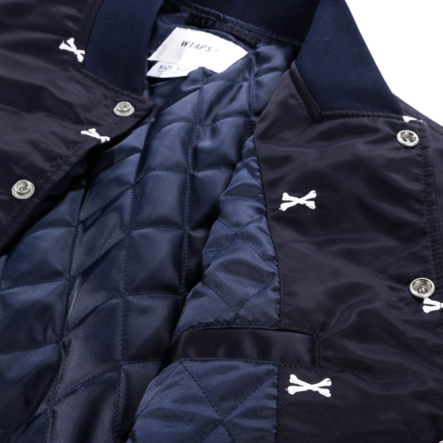 WTAPS TEAM JACKET NAVY NYLON EMB CROSSBONES | TODAY CLOTHING