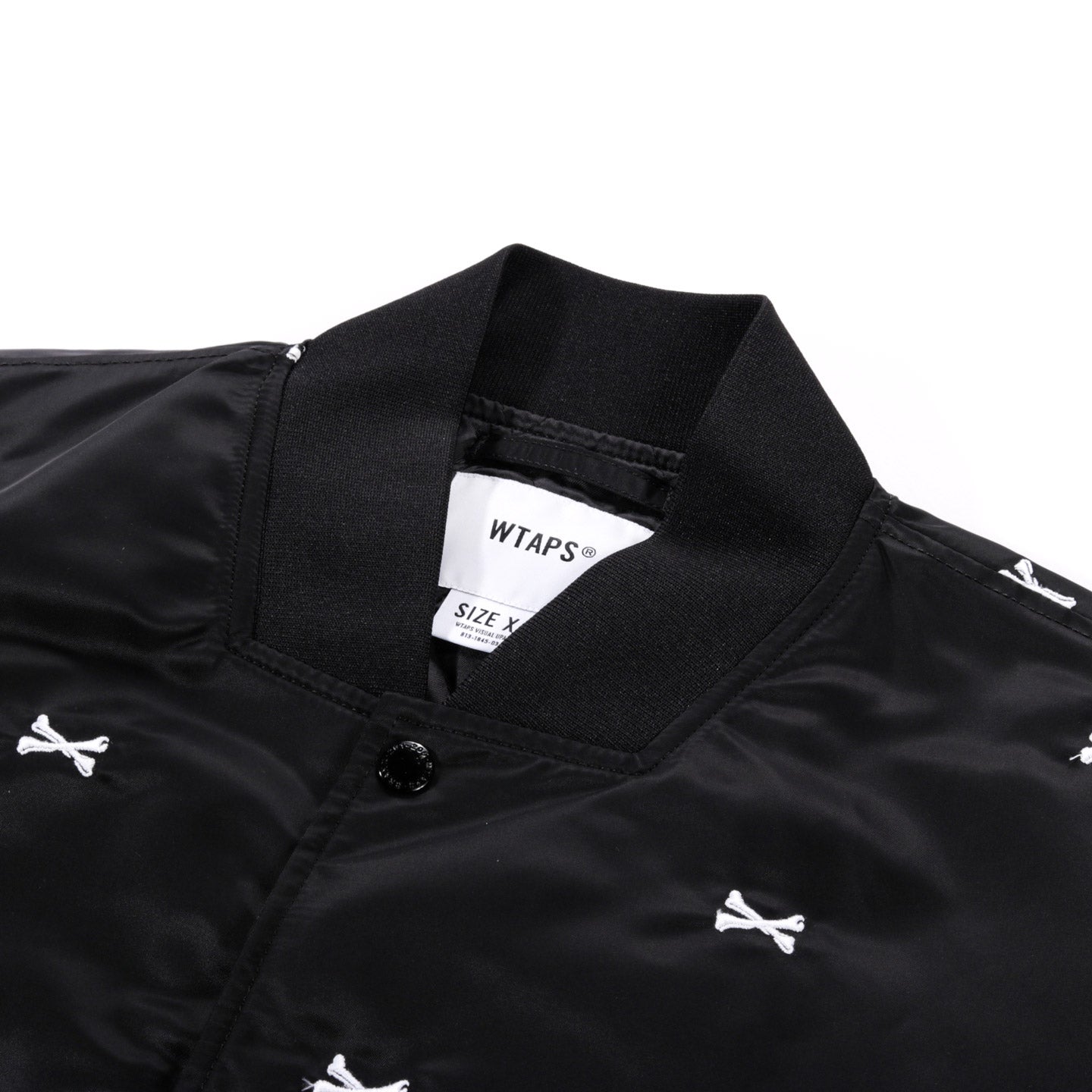 WTAPS TEAM JACKET BLACK NYLON EMB CROSSBONES | TODAY CLOTHING