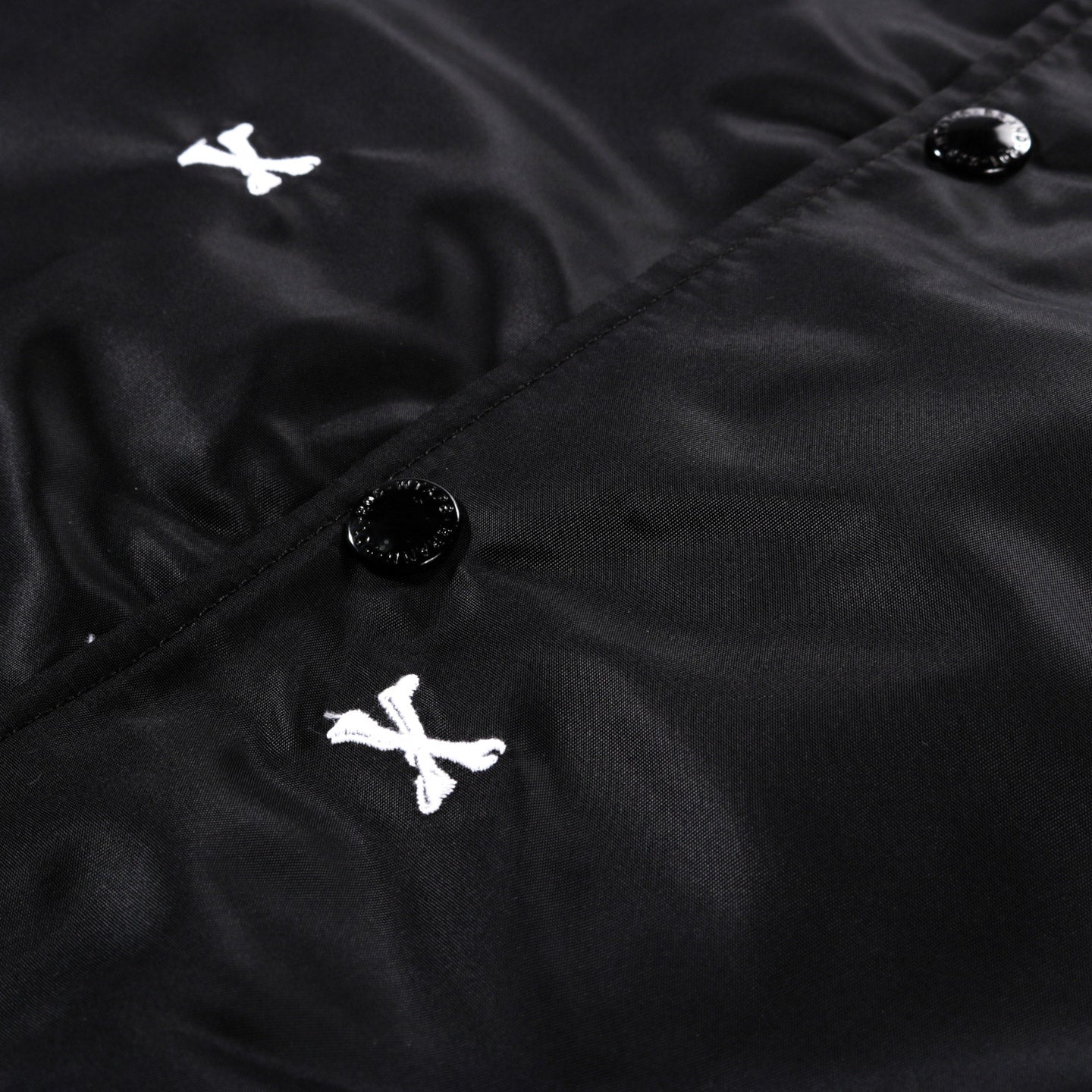 WTAPS TEAM JACKET BLACK NYLON EMB CROSSBONES