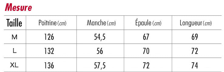 guide des tailles hoodie