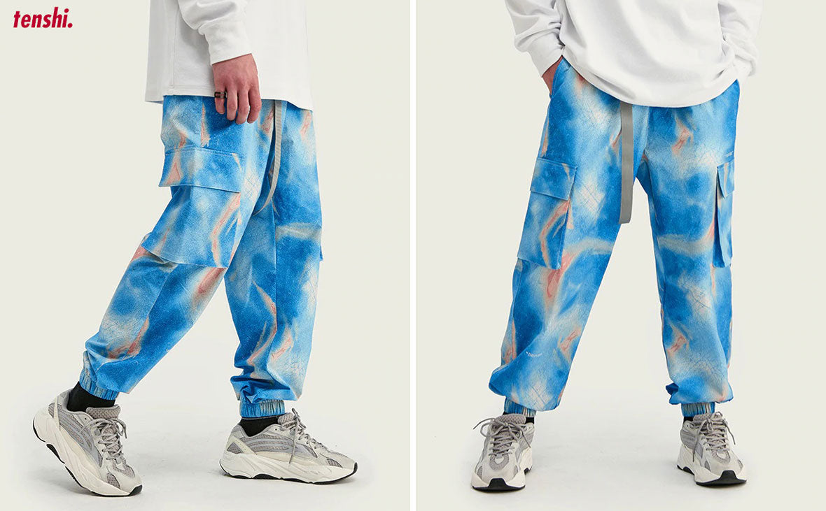 pantalon cargo streetwear bleu
