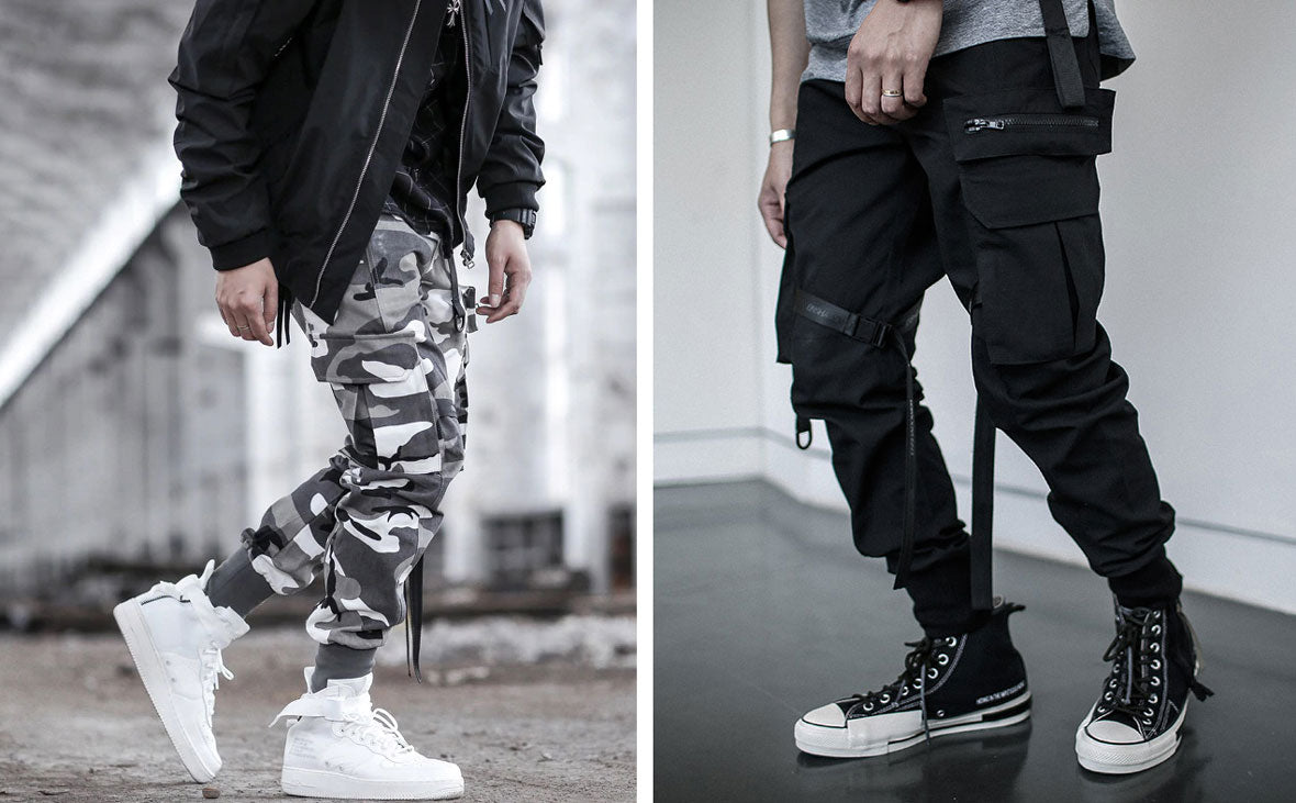 pantalons cargo streetwear camo et noir