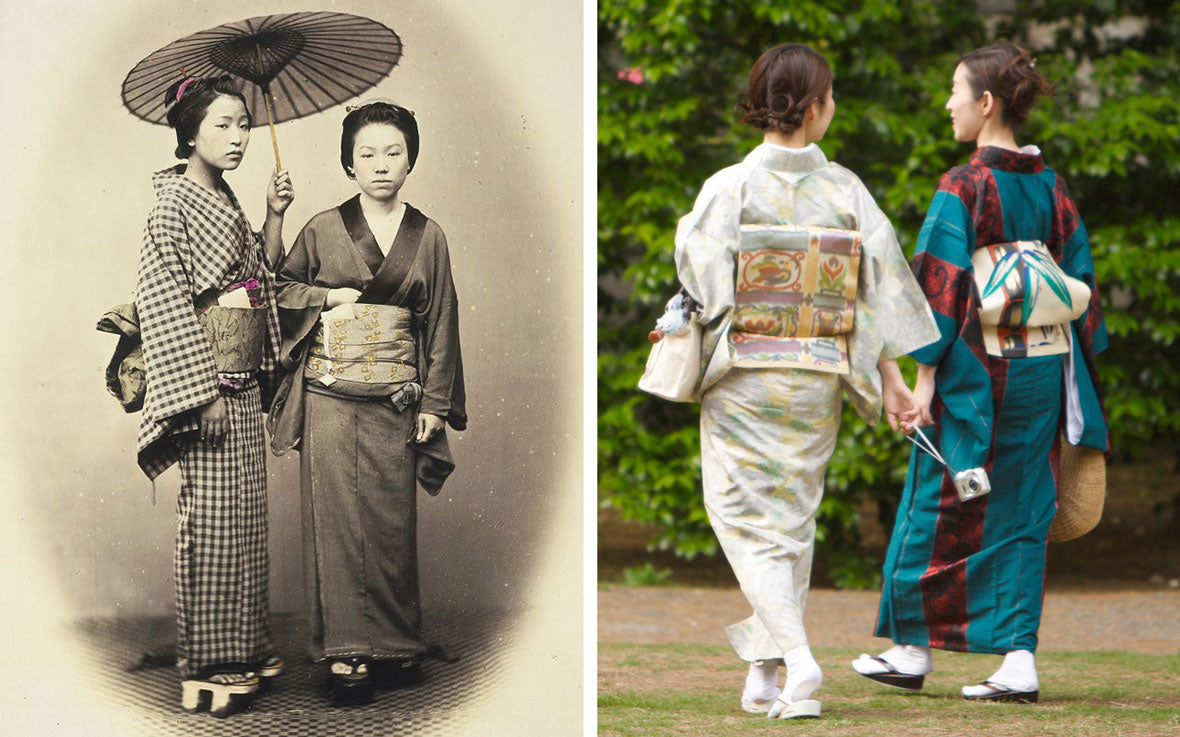 kimonos japonais portés par des femmes