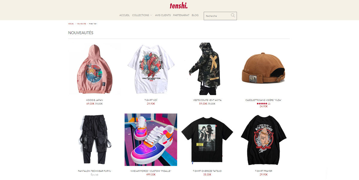  site de streetwear Tenshi