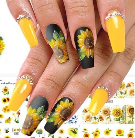 nails with sunflower｜TikTok Search