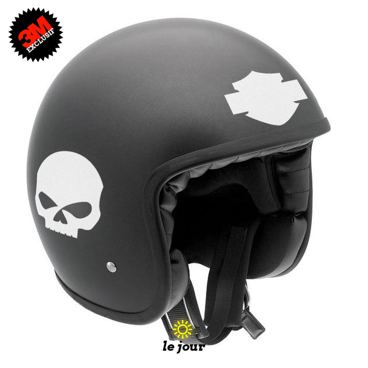 G-BIKER1s blanc réfléchissant 3M™ homologué casque moto