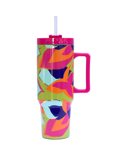 HOT PINK RHINESTONES 40OZ STAINLESS STEEL TUMBLER W/HANDLE — Jernigan's