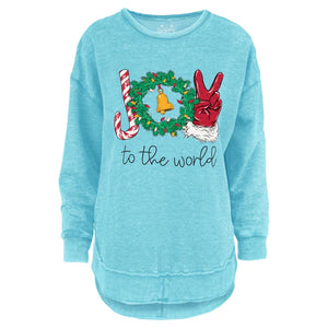 JOY WREATH FLEECE CREW NECK - BLUE - Jernigan's