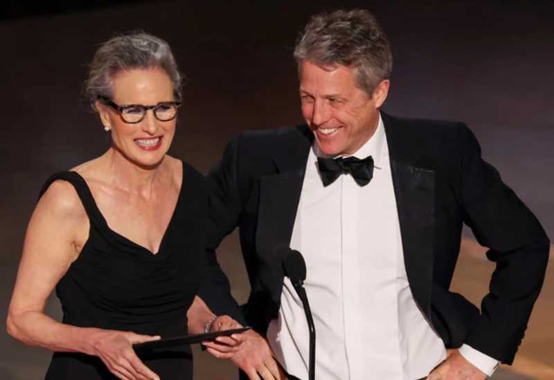 Why Hugh Grant Needs A Moisturiser after reuniting with Andie MacDowell at the 2023 Oscars.