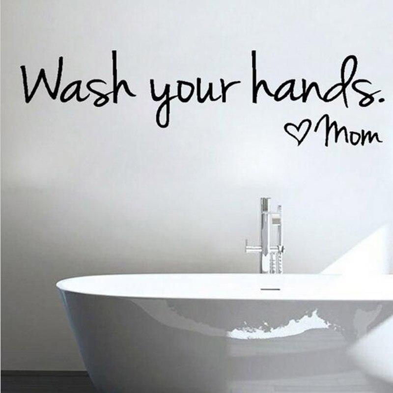 Wash Your Hands Love Mom Waterproof Vinyl Decorative Sticker