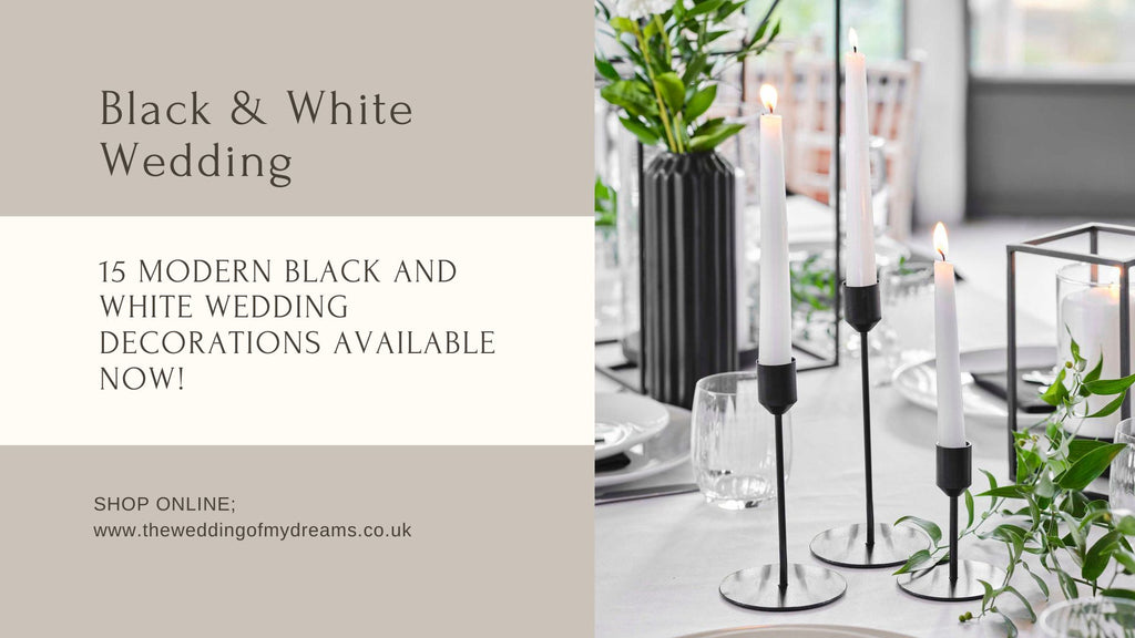 black and white wedding decorations black candlesticks