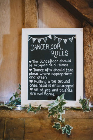 dancefloor rules wedding signs