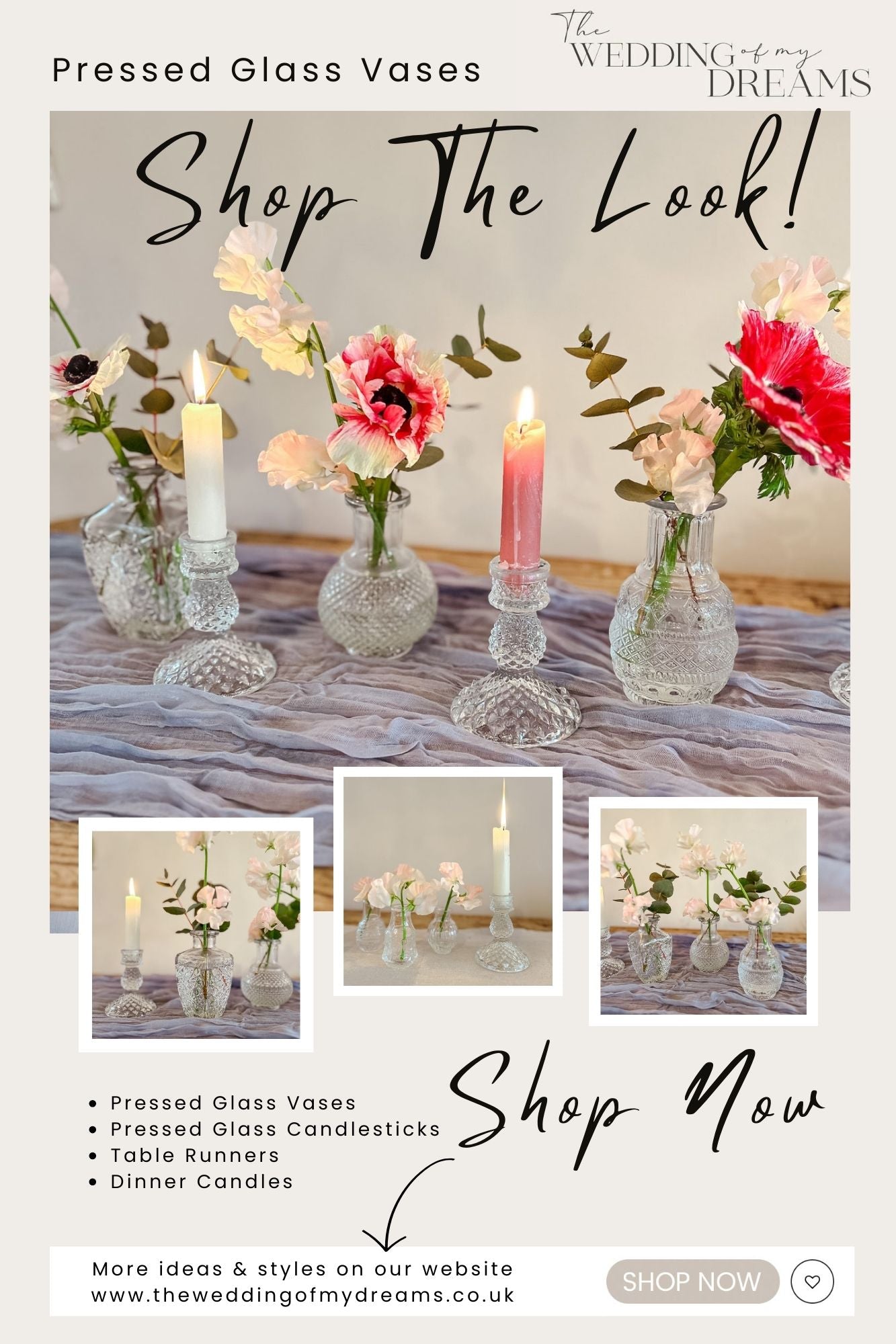 pressed glass wedding vases decanters elegant wedding table decorations