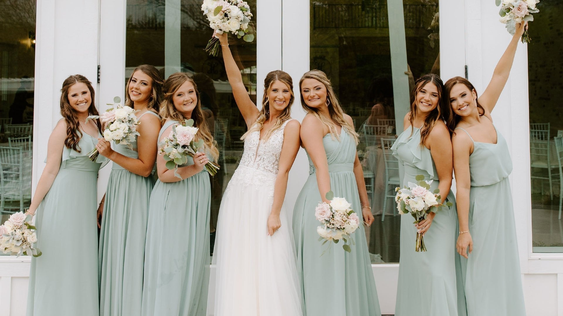 green bridesmaids dresses