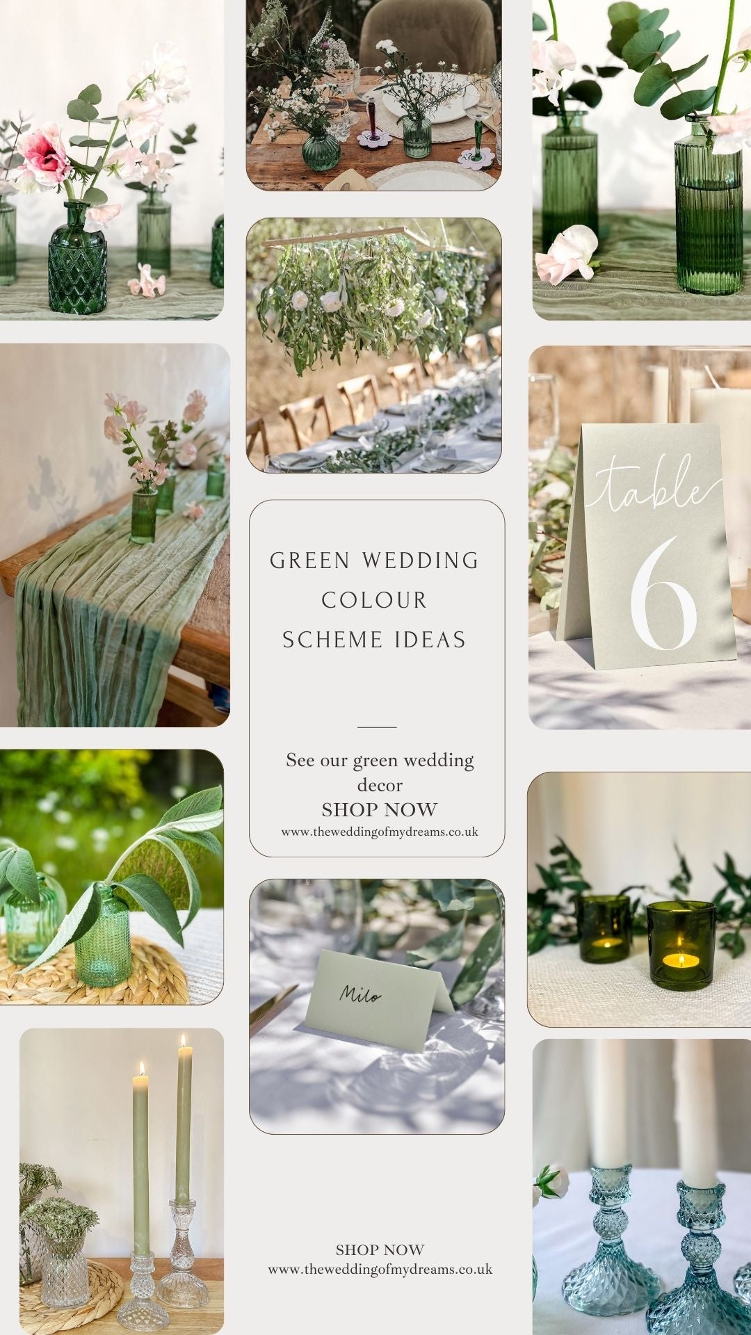 green wedding colour scheme table decoration ideas