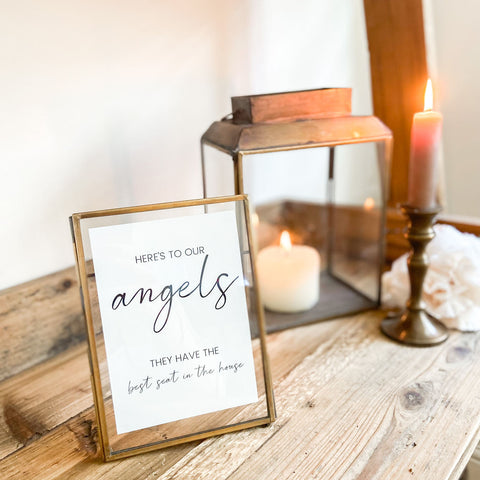 to our angels you have the best seat in the house wedding signs